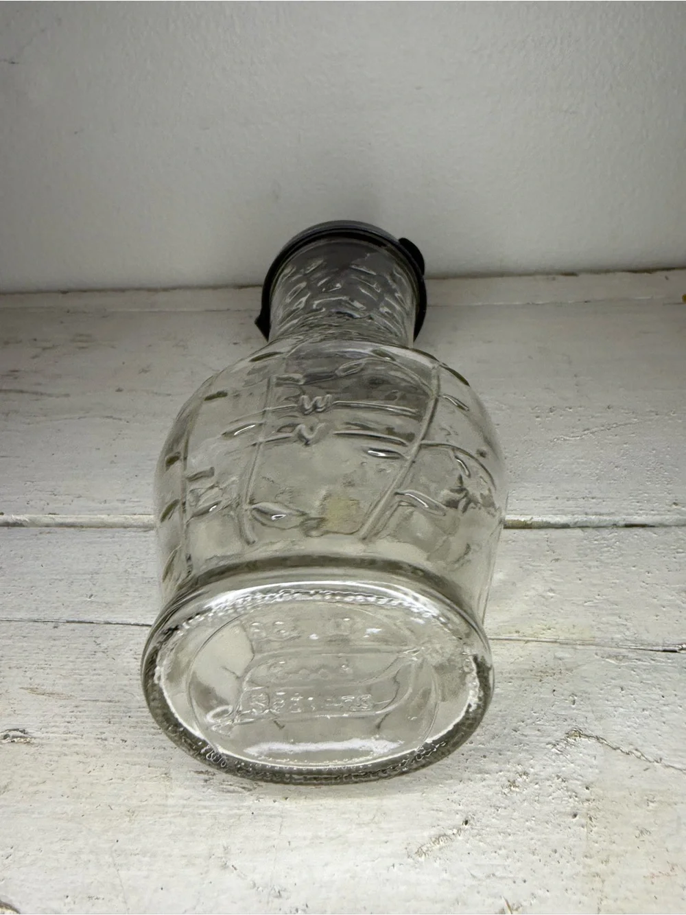 Vintage Good Seasons Salad Dressing Vine Embossed Glass Cruet Shaker Bottle &Lid